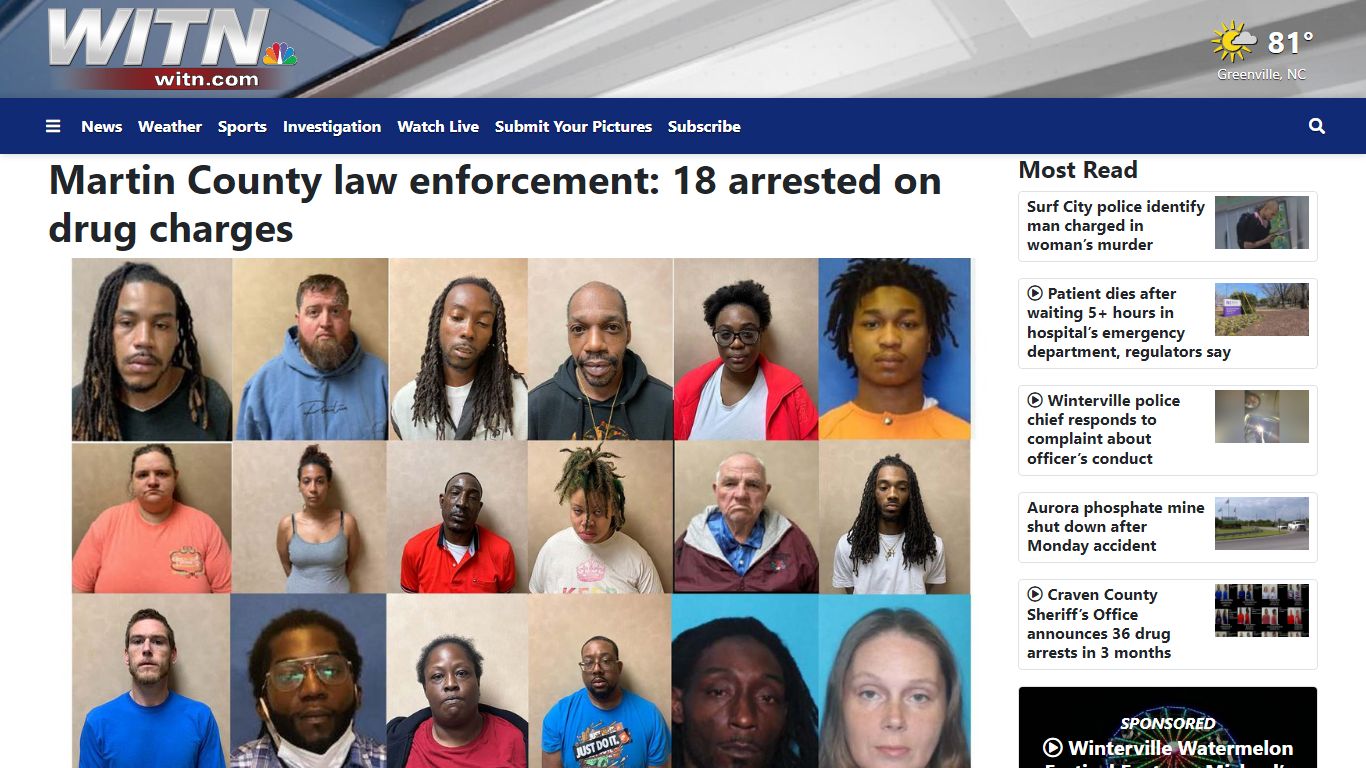 Martin County law enforcement: 18 arrested on drug charges - WITN